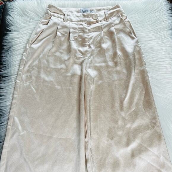 Princess Polly Champagne Satin Wide Leg Huxley Pants - Picture 3 of 8